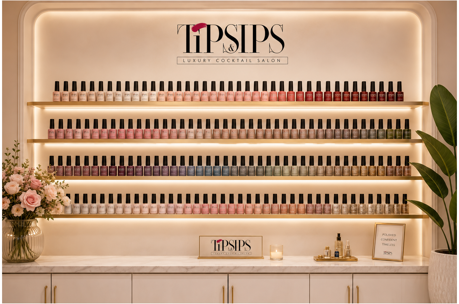 Tips and Sips beauty branding mockup