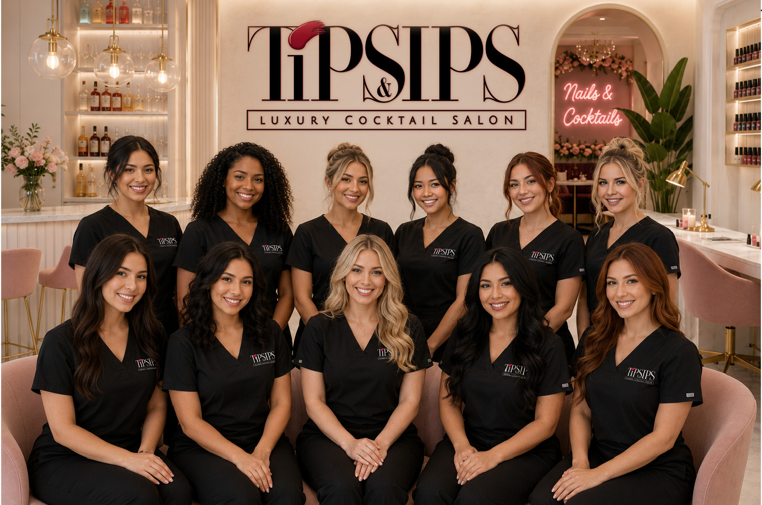 Tips & Sips salon brand hero