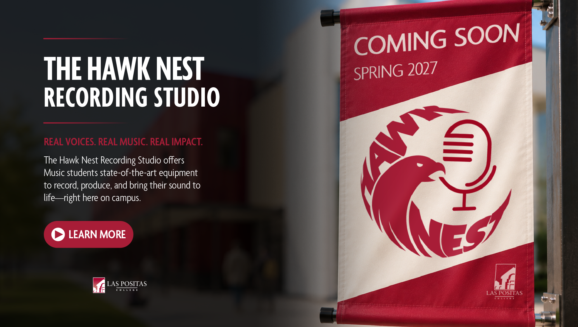 The Hawk Nest recording studio identity in a campus application
